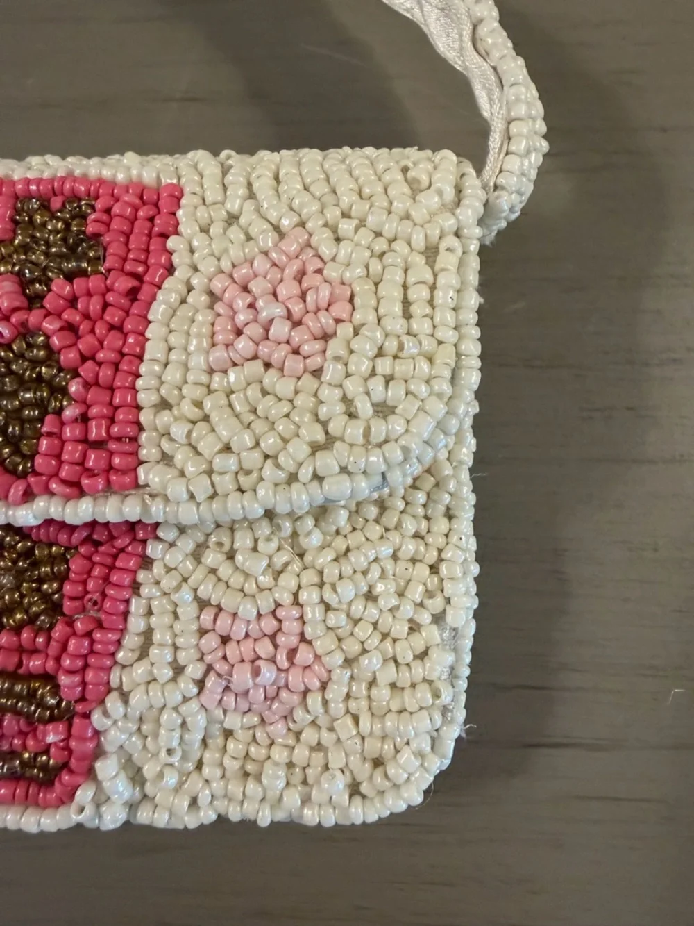 Sincerely Jules Bead Cowboy Boot Mini Pouch Wristlet White Pink Coin Purse Clip